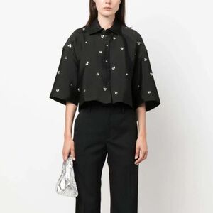 Sandro Black Blouse with Silver Accents Size 2 US